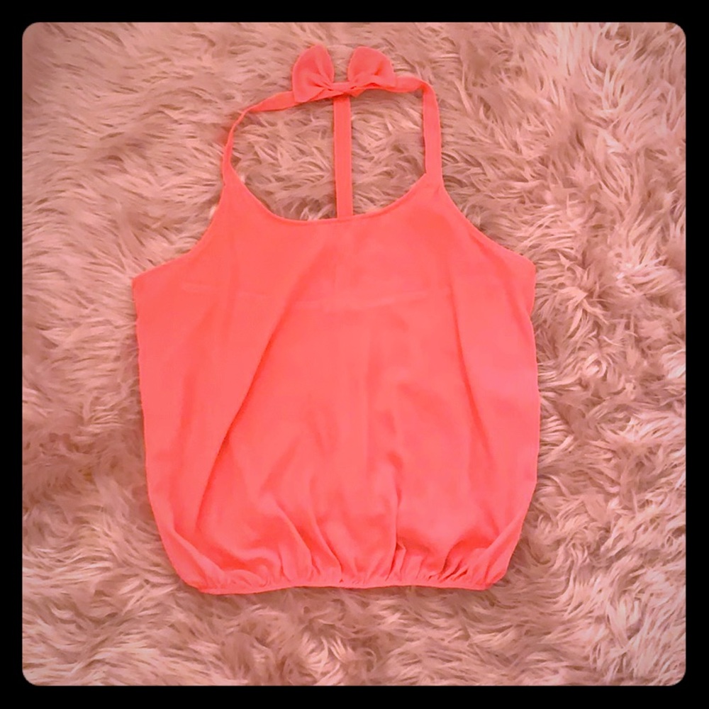 Hot pink tank with bow detail